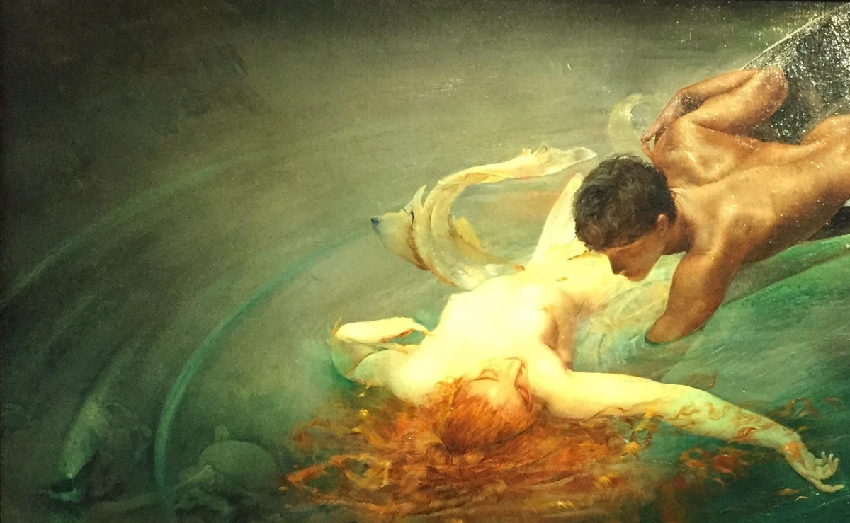 Classical mythological painting of figures in water, inspiration for Trésors de St Barth jewelry design