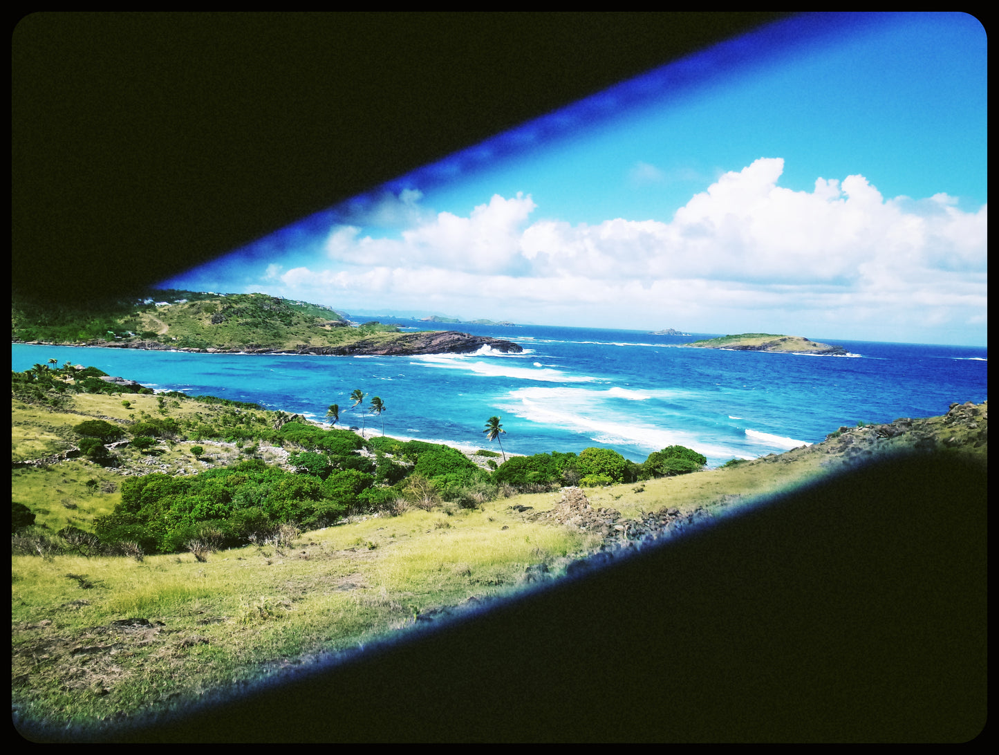 Panoramic view of turquoise bay and islets in Saint-Barthélemy