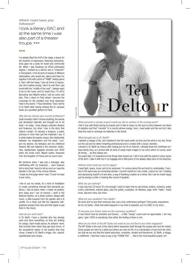 VIP Guide St Barth magazine 2013 interview with Ted Deltour, page 2