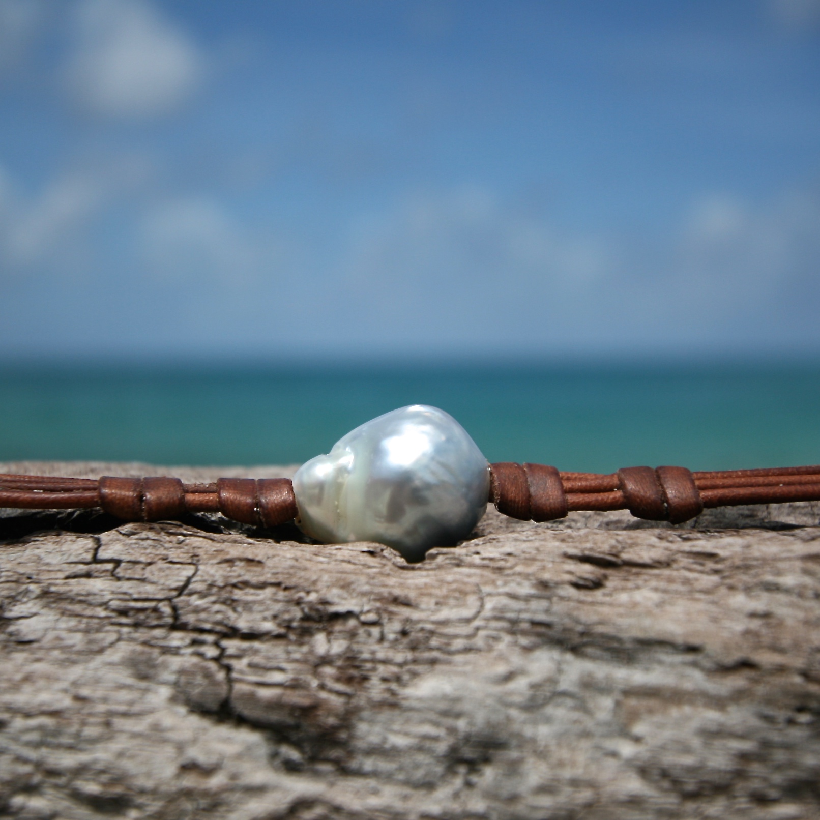 Pearls leather bracelet St Barth jewelry