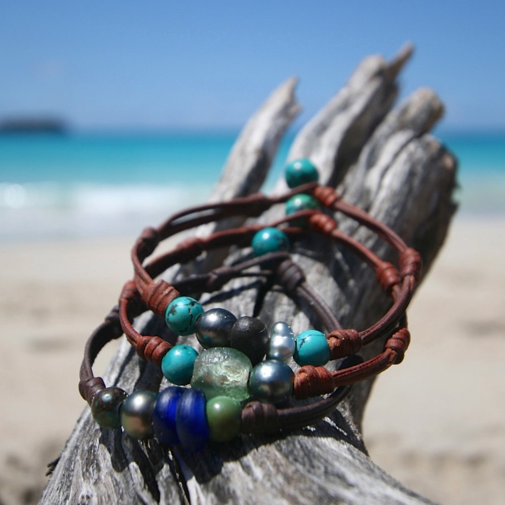 St Barthelemy island leather men's bracelet
