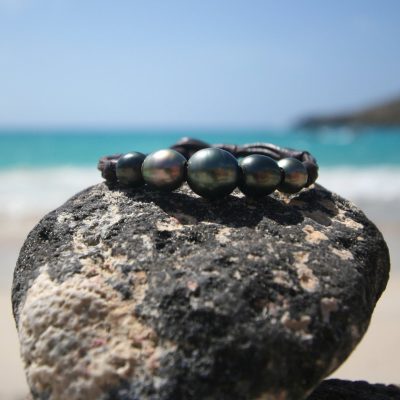 leather and black pearls jewelry St Barth