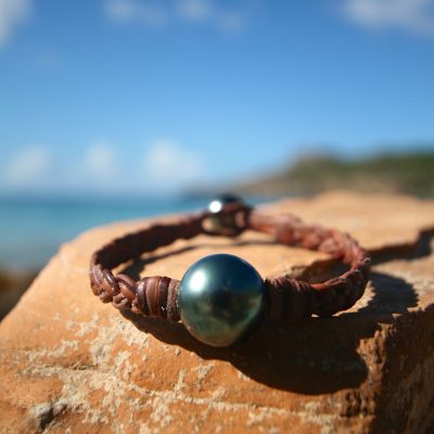 St barth jewelry pearls leather bracelet