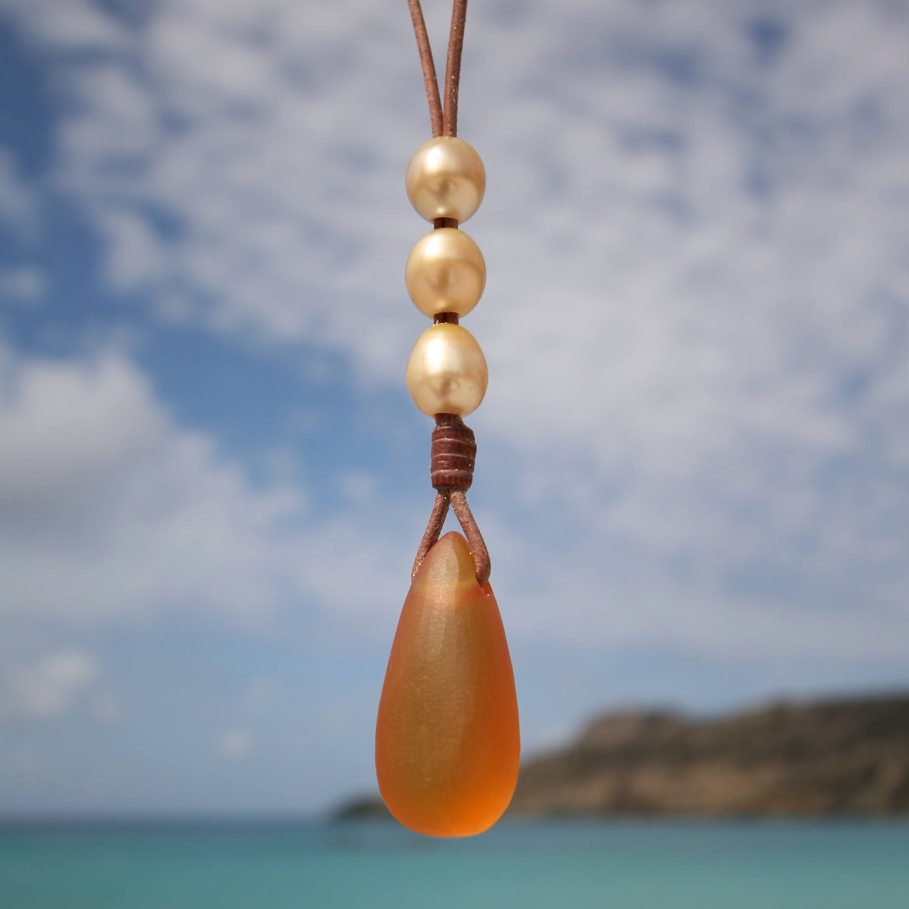 St barth jewelry pearls leather necklace
