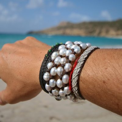white leathered pearls st barths jewelry