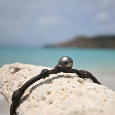 St Barth jewelry leather and pearls bracelet