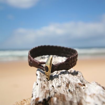 leather bracelet and gold from st barth