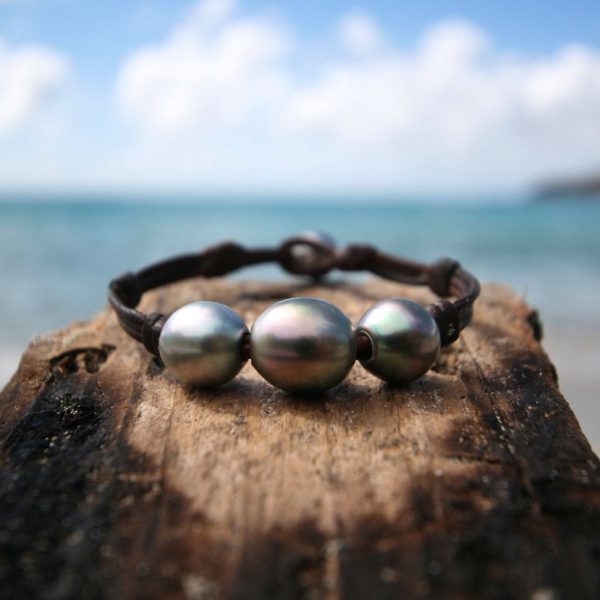 St Barts leather and pearls jewelry