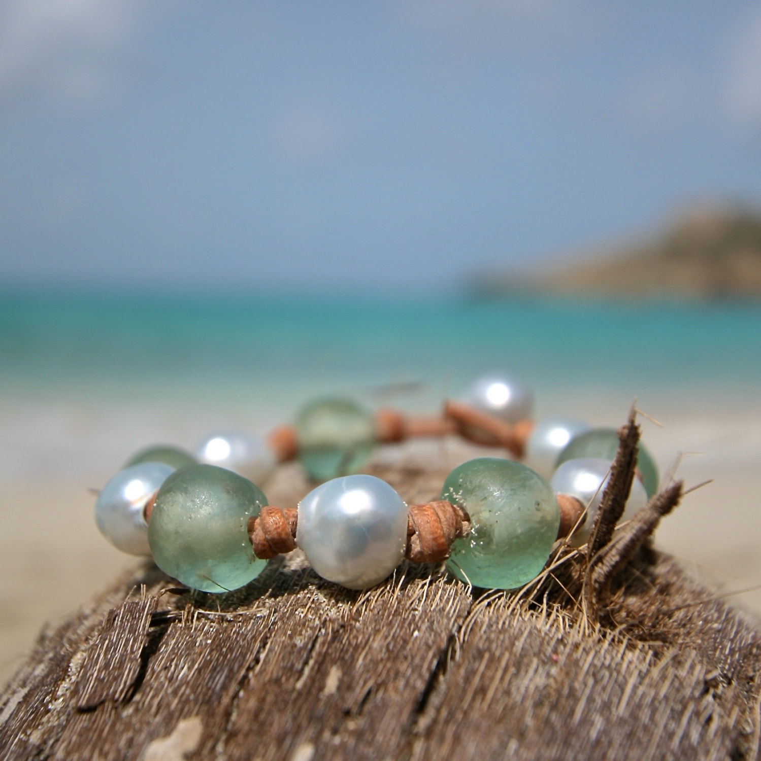 tahitian pearls & leather St Barth jewelry