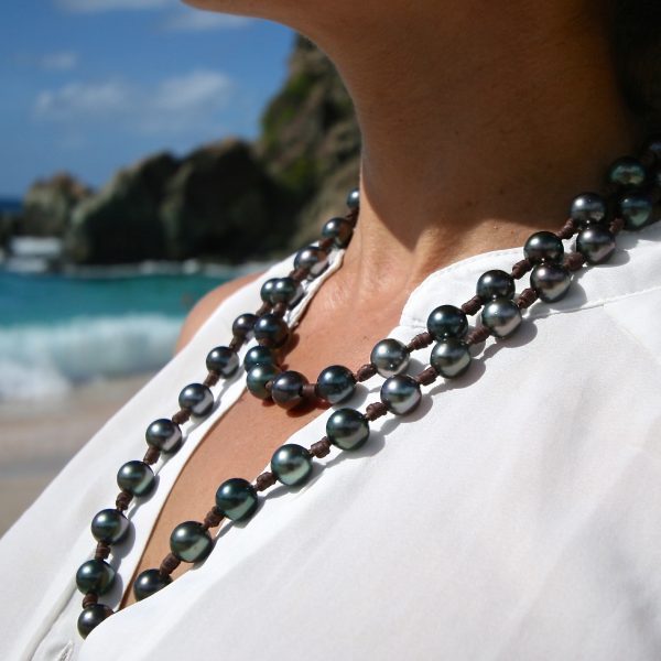 black pearls leather necklace jewelry
