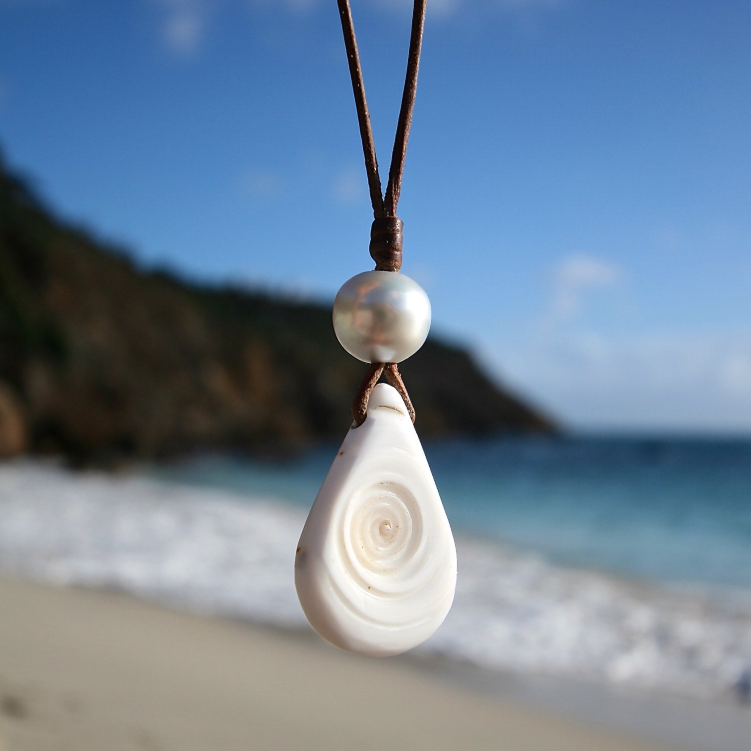 leather shells necklace st barth jewelry