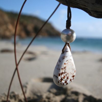 shell leather necklace st barth jewelry