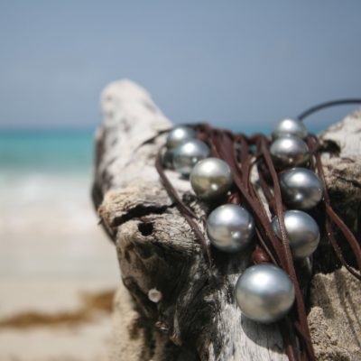 Pearls leather necklace St Barth jewelry