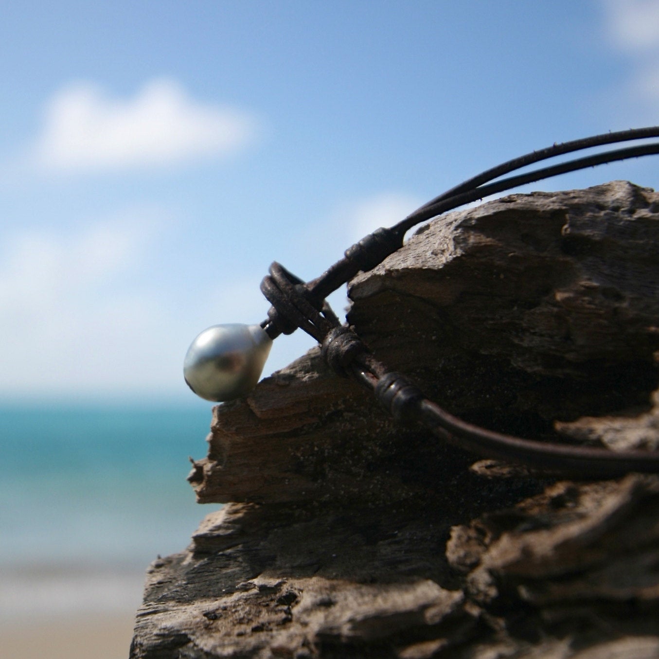 pearl clasp leather necklace st barth
