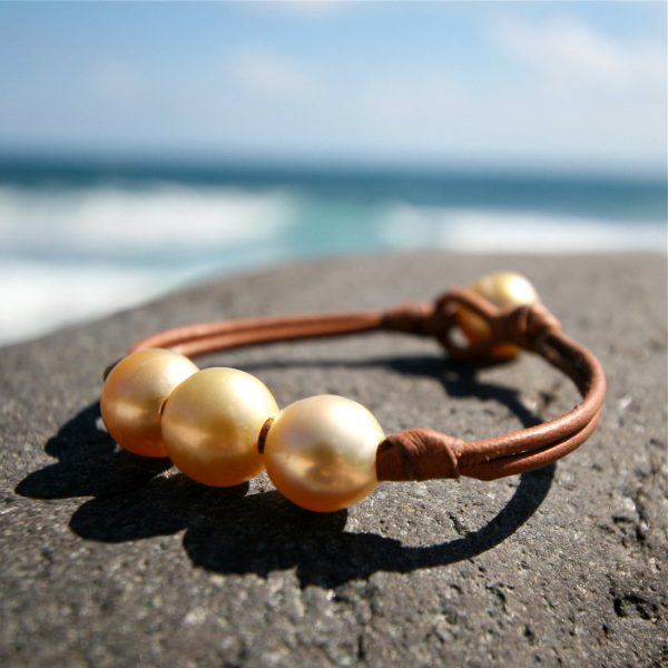 gold pearls leather jewelry St Barth