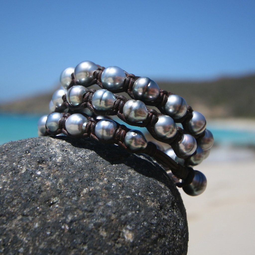 Tahitian Pearl Leather Wrap Bracelet