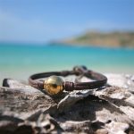 gold beads leather St Barth jewelry
