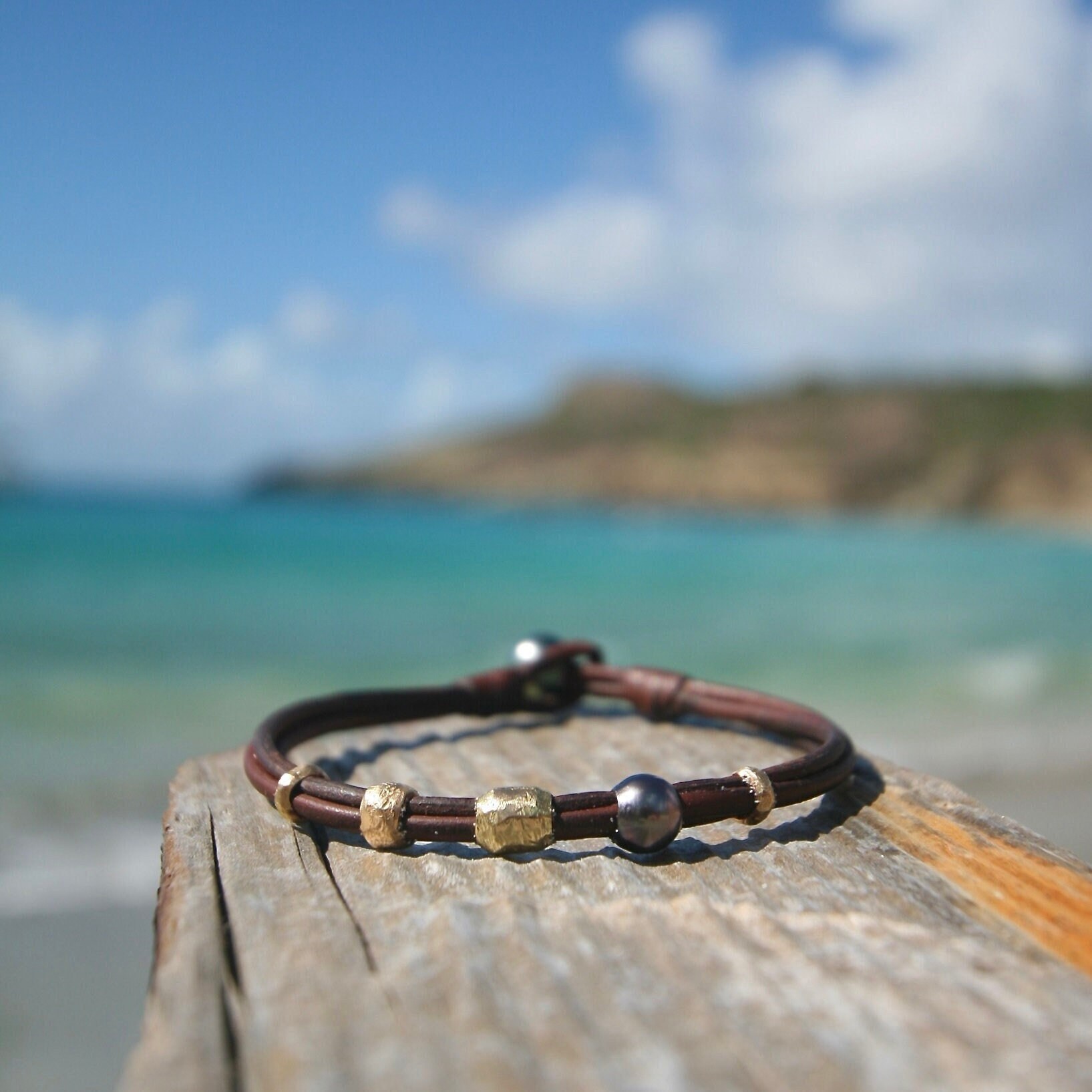 pearl leather bracelet from st barth