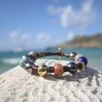 leather bracelet and pearls