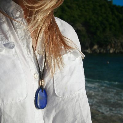 lapis and gold necklace st barth