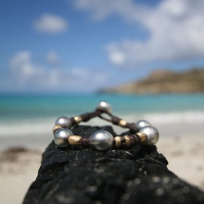 black pearls leather jewelry